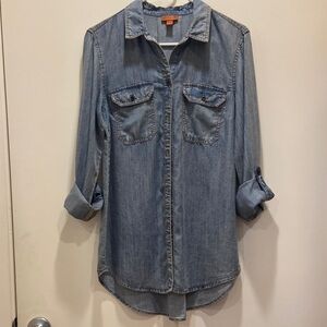 NWOT Scully Blue Denim Mini Button Up Dress with Tie Back Detail